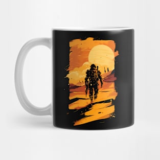 Marine Trekking on Mars - Sunset - Scifi Mug